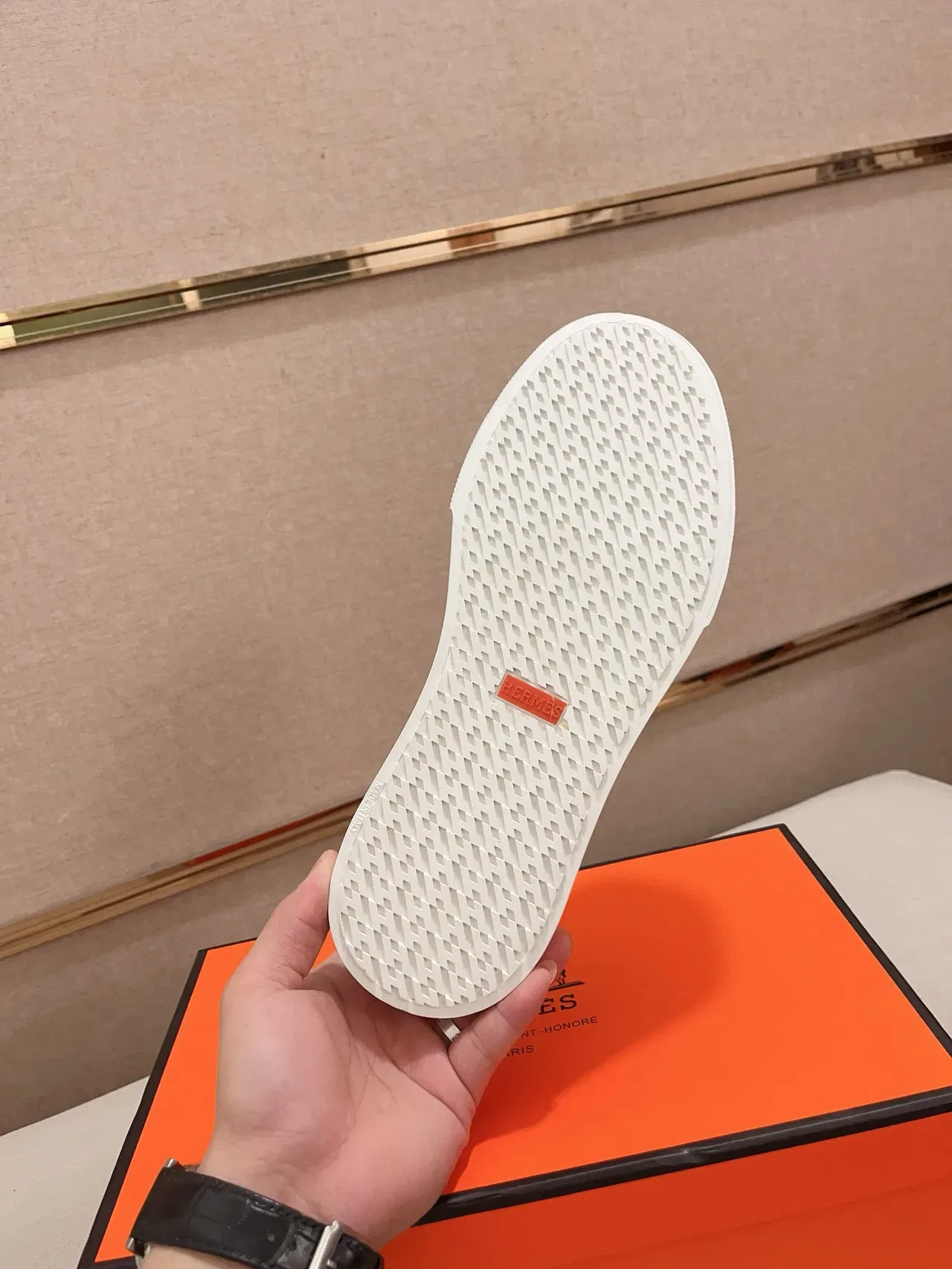 爱马仕 白 粒面皮革 带 乐福鞋 2