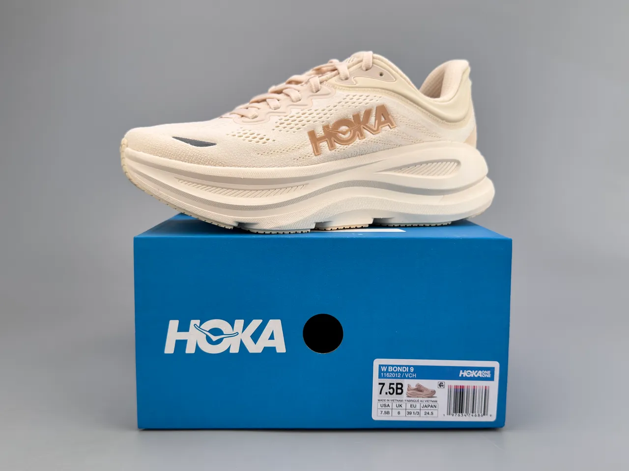 Hoka Beige Gold Engineered Knit Upper Thick Cushioned Midsole Running Shoes 4