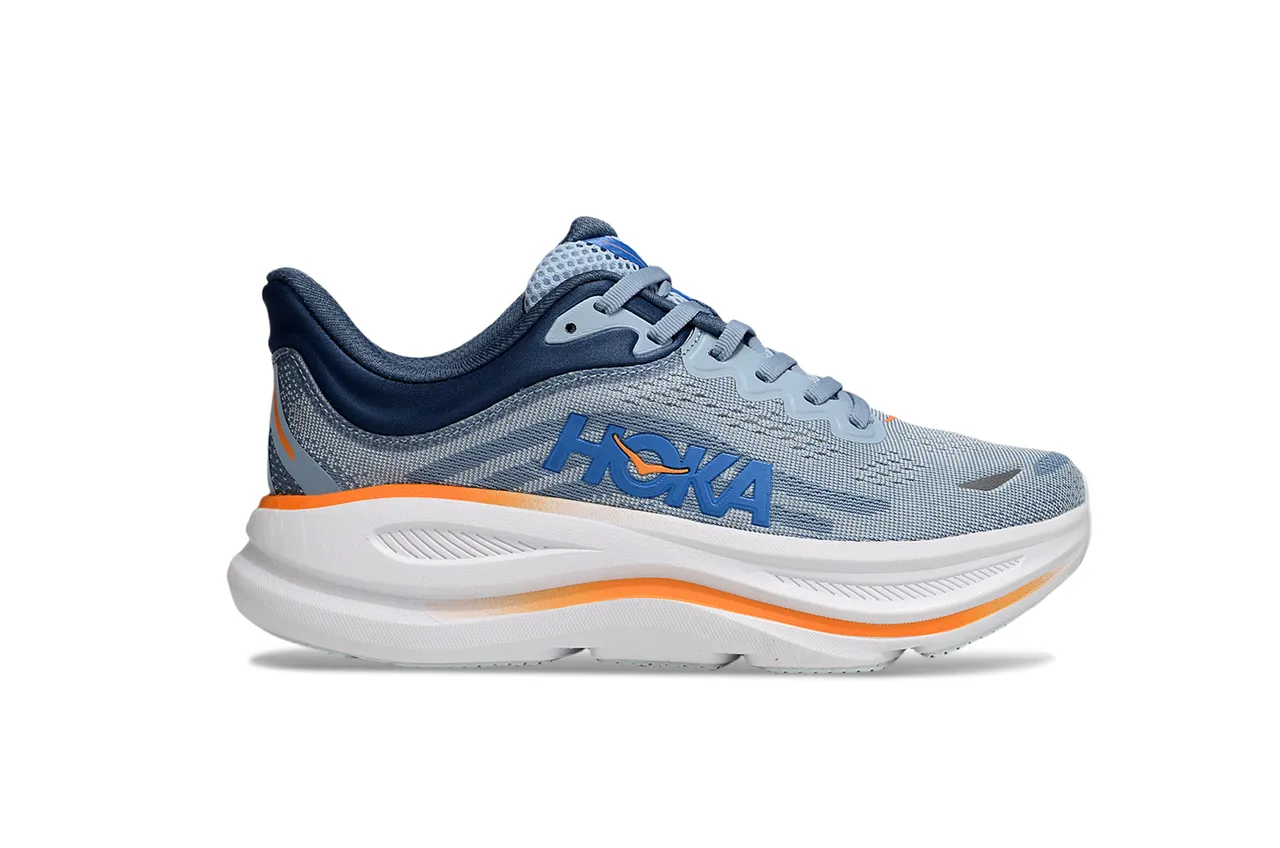 Hoka Blue Navy Engineered Mesh Upper Thick White Midsole Running Shoes 2