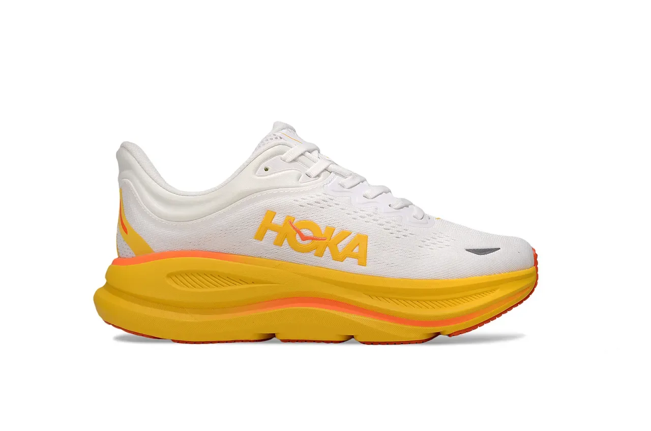 Hoka Blanco Amarillo Upper Knit Ingenieril Engrosado Amortiguado Media Suela Zapatillas de correr 2