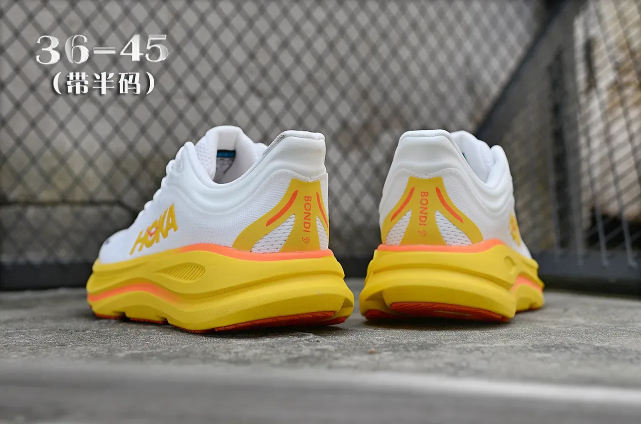 Hoka Blanco Amarillo Upper Knit Ingenieril Engrosado Amortiguado Media Suela Zapatillas de correr 6