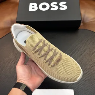 Hugo Boss 米色针织一脚蹬生活休闲运动鞋