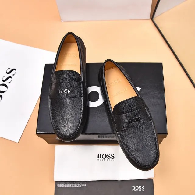 Hugo Boss Black Brown Pebbled Leather Penny Strap Loafer 2