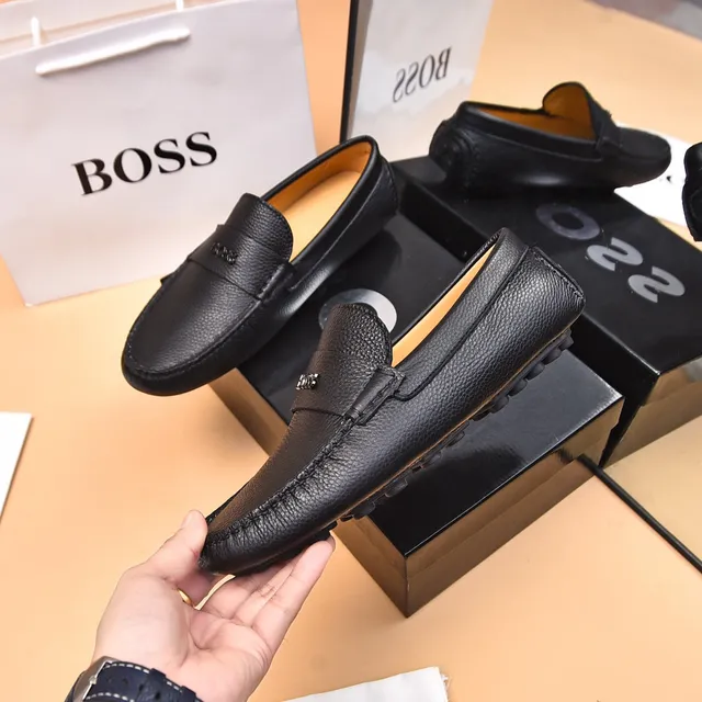 Hugo Boss Black Brown Pebbled Leather Penny Strap Loafer 4