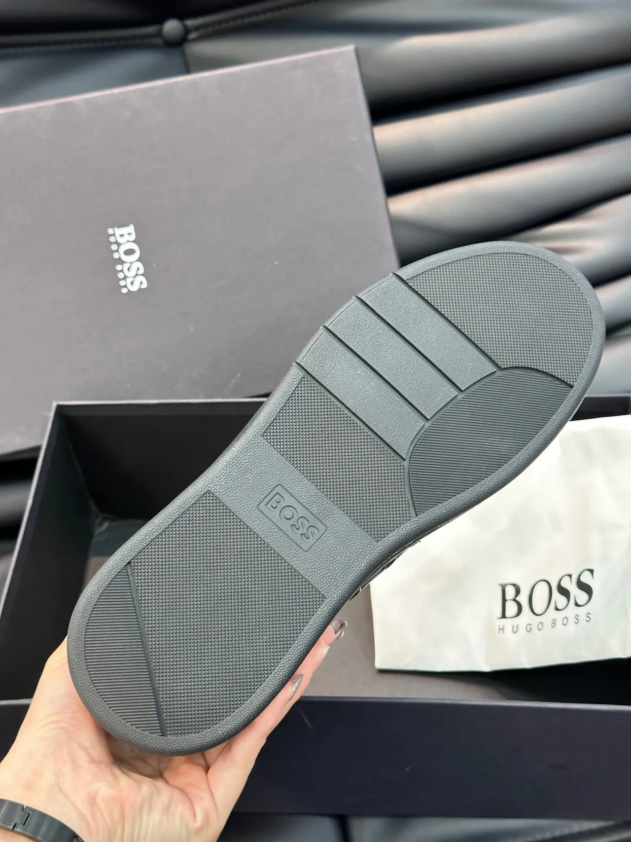 هوغو بوس حذاء رياضي أسود جلدي low-top نمط حياة 2