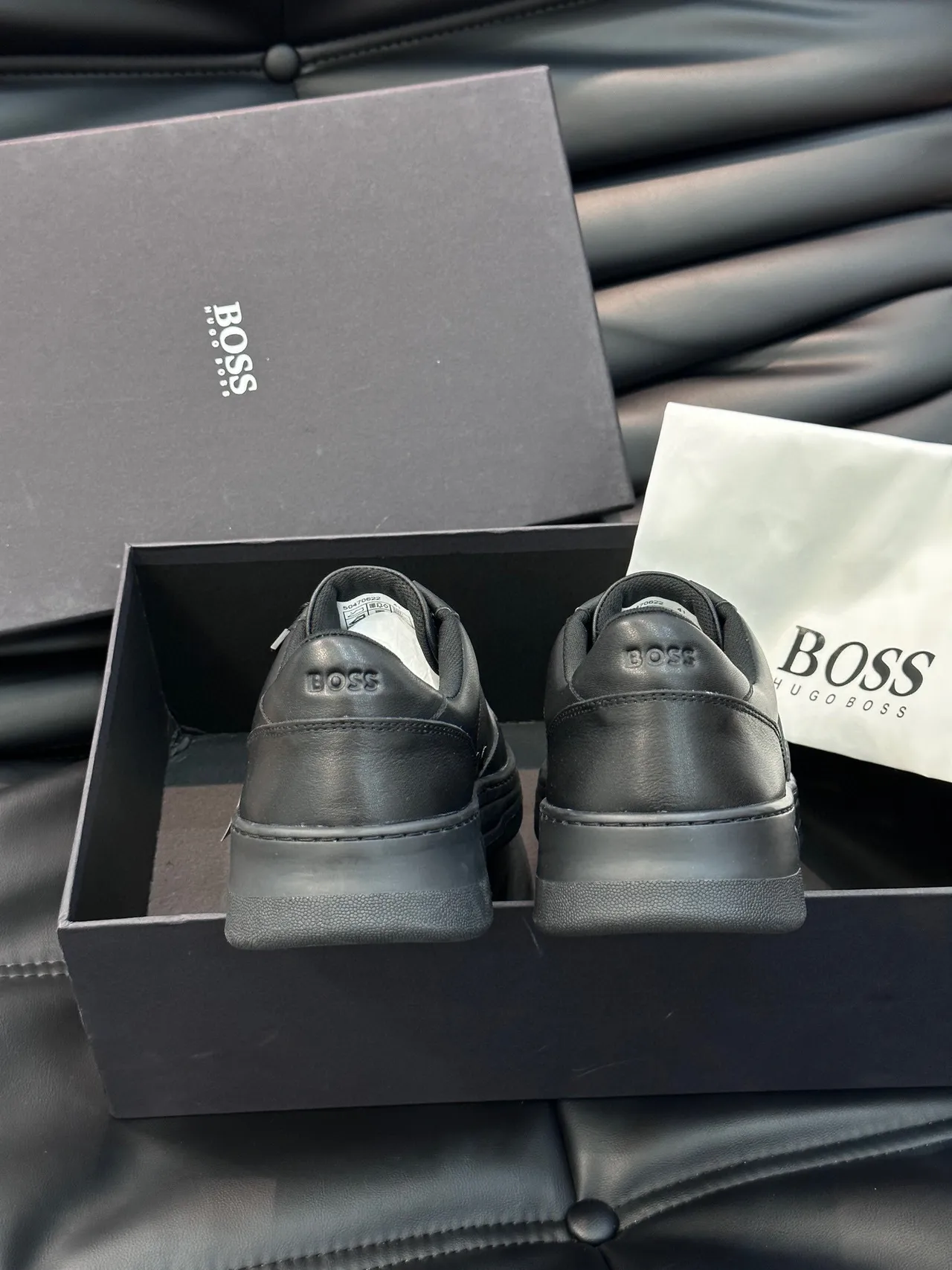 هوغو بوس حذاء رياضي أسود جلدي low-top نمط حياة 6