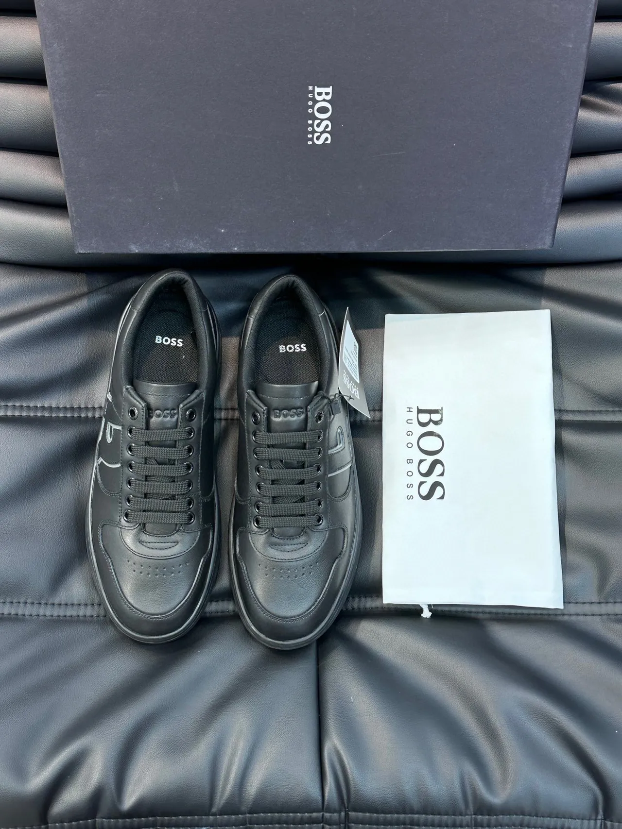 هوغو بوس حذاء رياضي أسود جلدي low-top نمط حياة 7