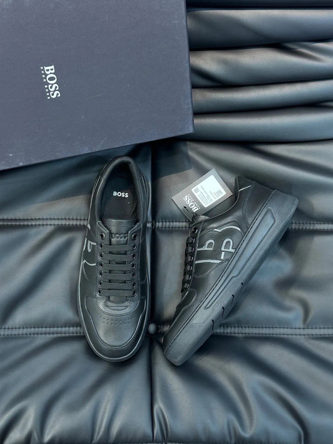 هوغو بوس حذاء رياضي أسود جلدي low-top نمط حياة 8