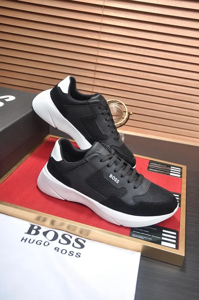 Hugo Boss 黑色网布与麂皮生活风格运动鞋 5