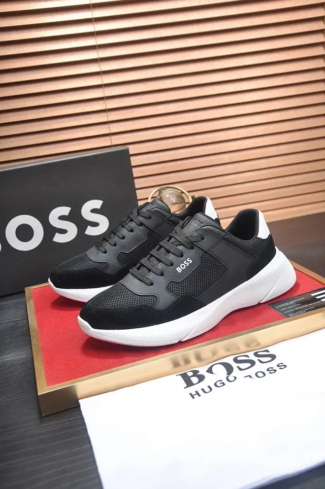 Hugo Boss 黑色网布与麂皮生活风格运动鞋 7