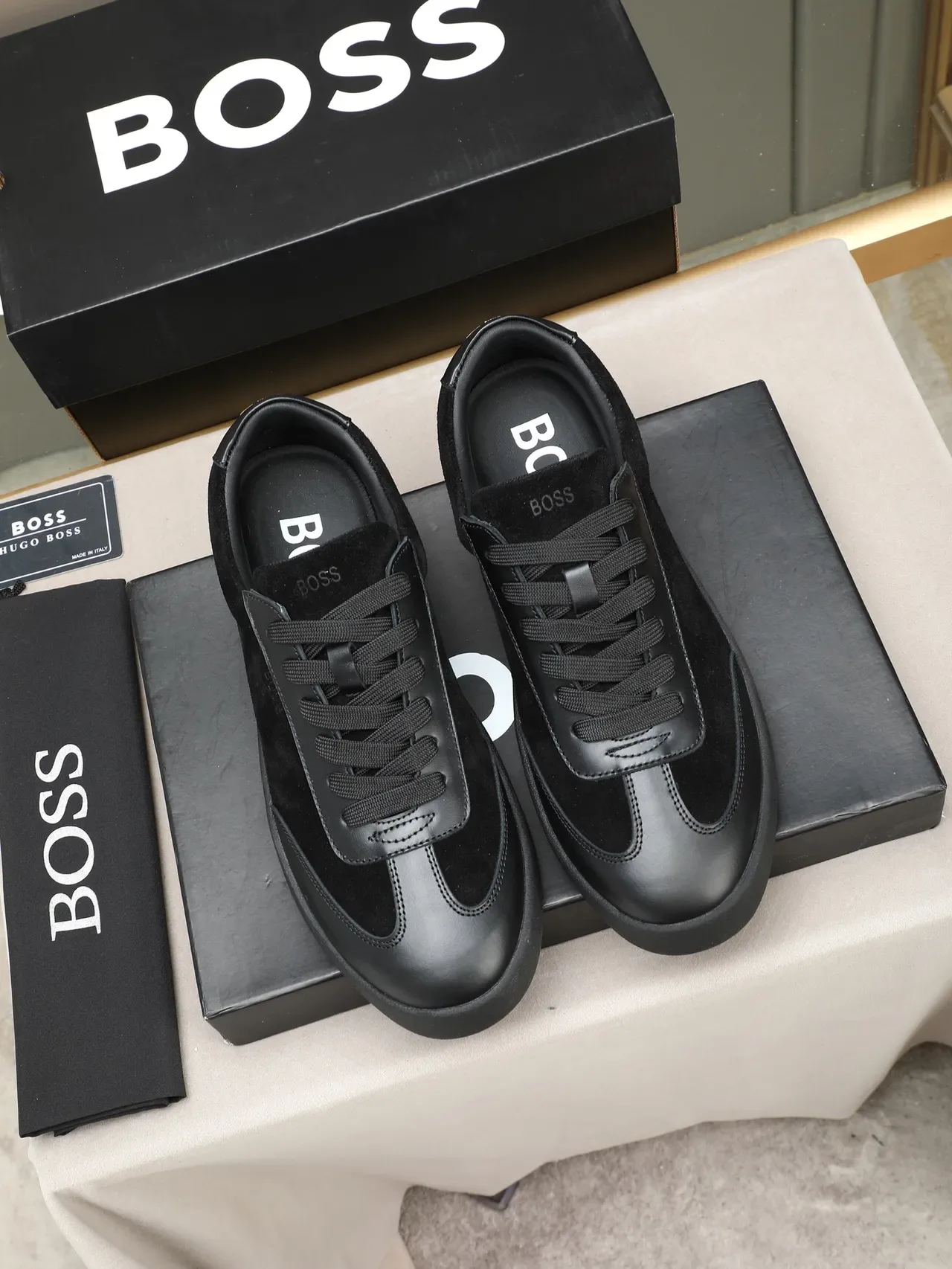 Hugo Boss Black Suede and Leather Platform Lifestyle Sneaker 2