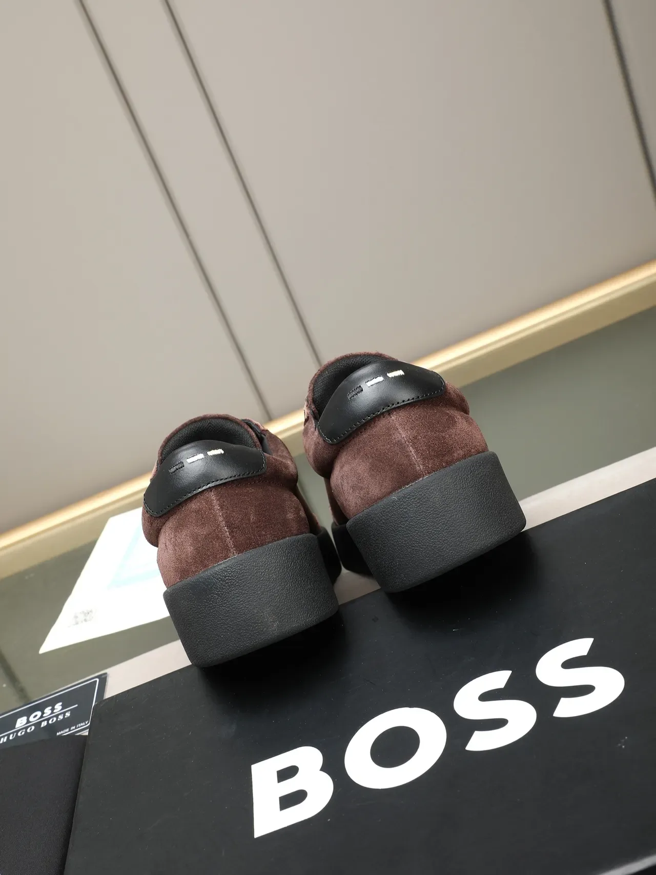 Hugo Boss Brown Suede and Leather Platform Sneaker 3