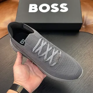 Hugo Boss 针织一脚蹬灰色生活方式运动鞋