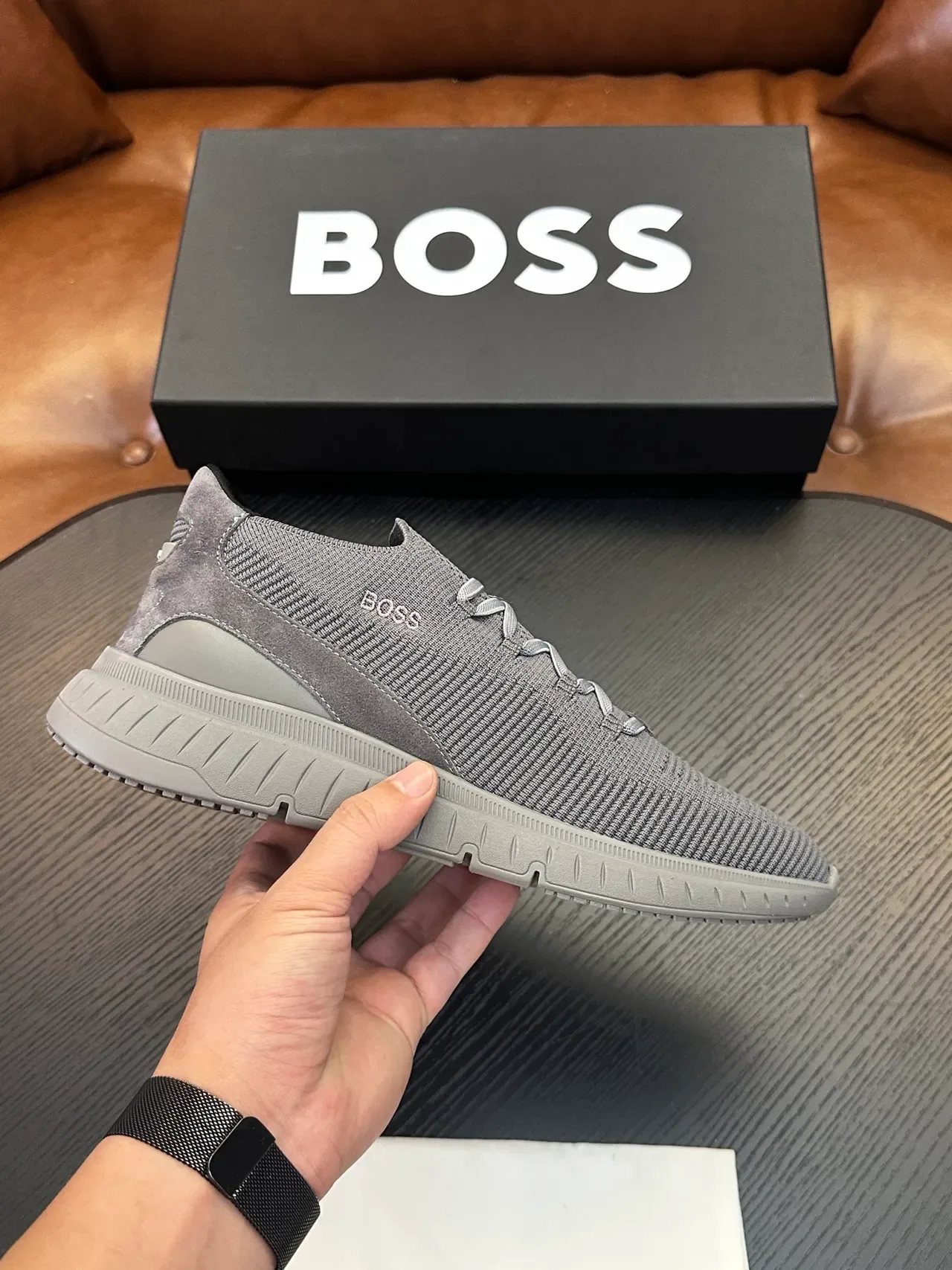 Hugo Boss Tênis de Malha Slip-On Cinza Lifestyle 2