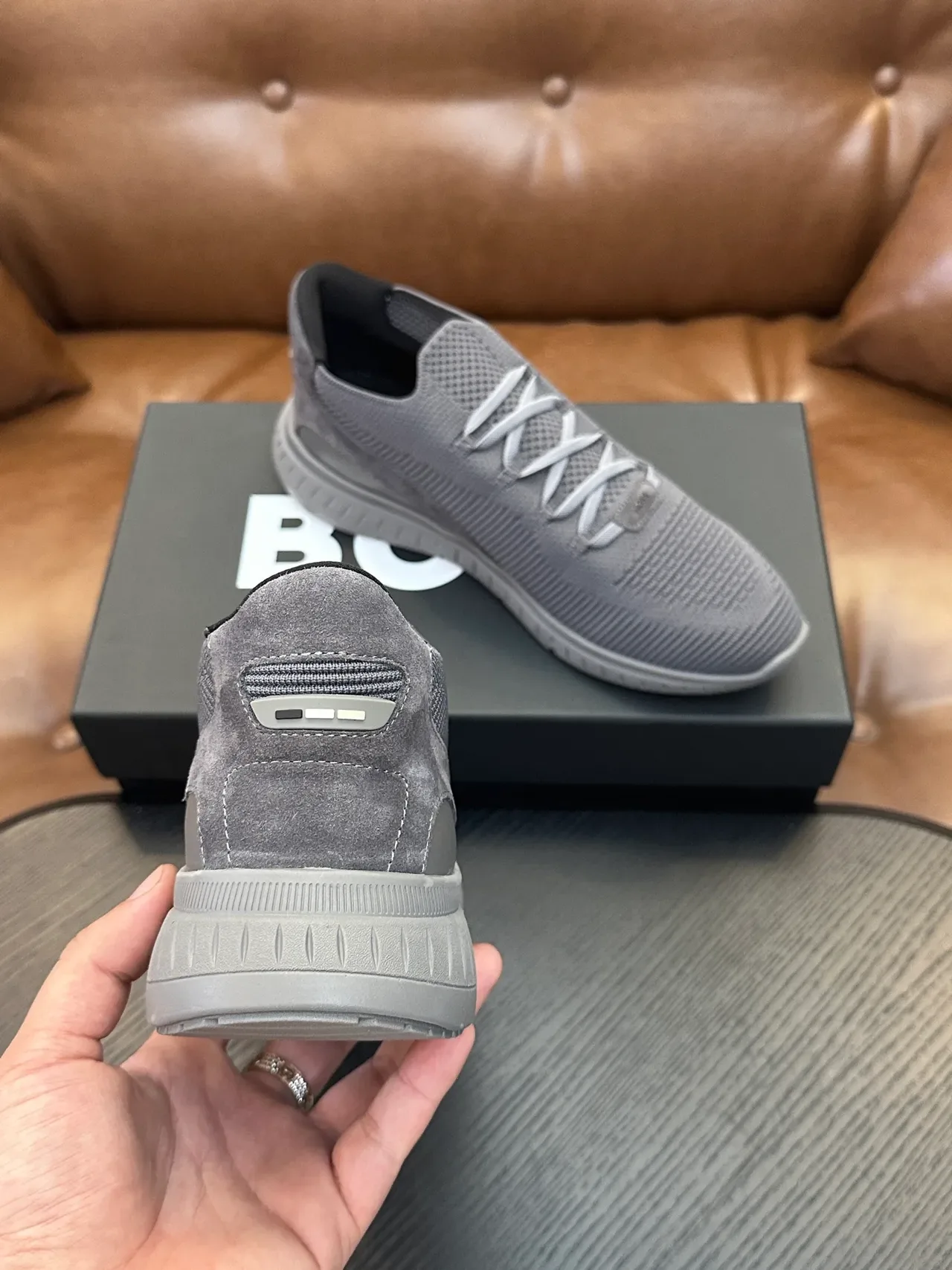 Hugo Boss Tênis de Malha Slip-On Cinza Lifestyle 8