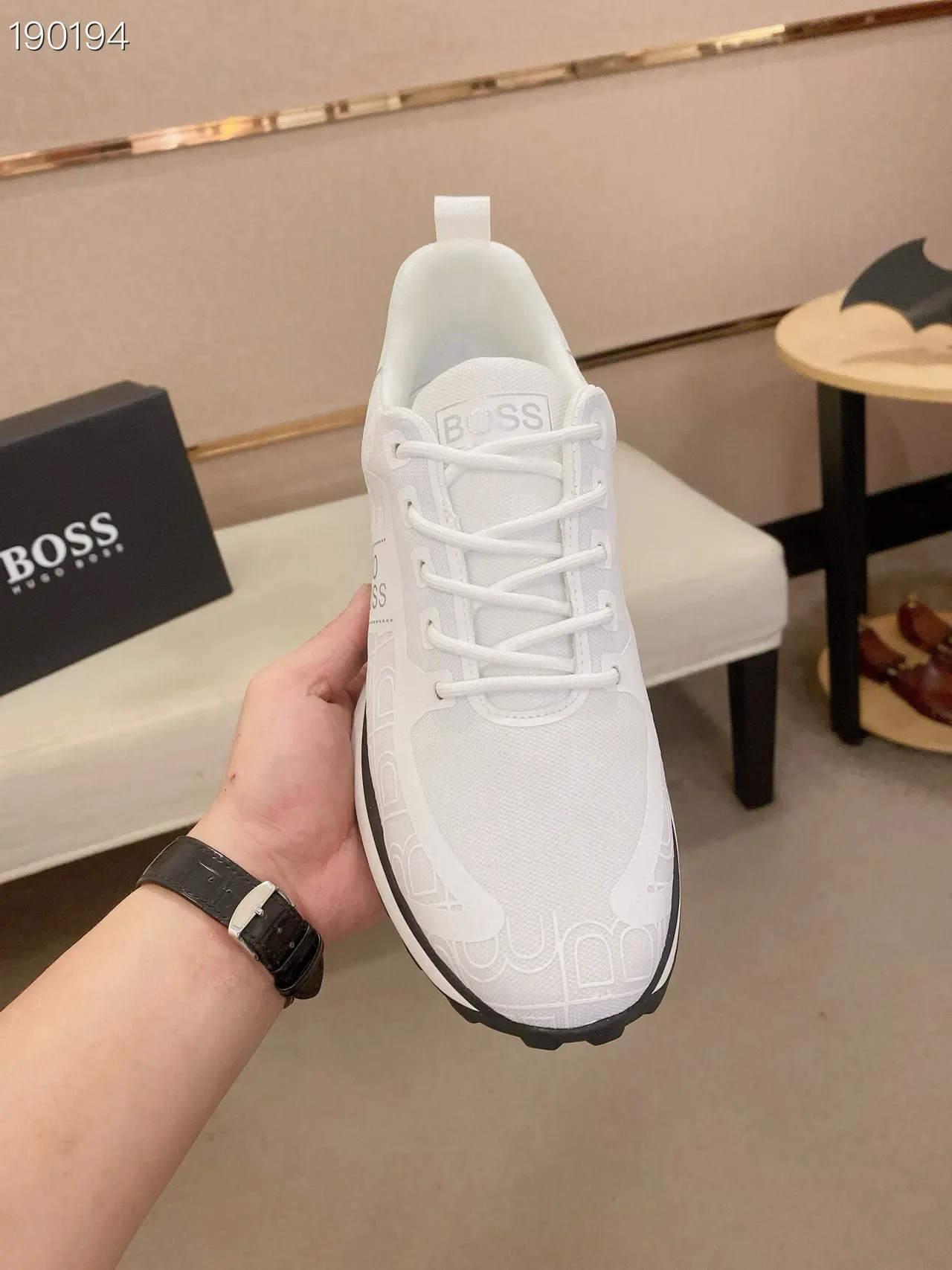 Hugo Boss Monogram-Print White Lifestyle Sneakers 4