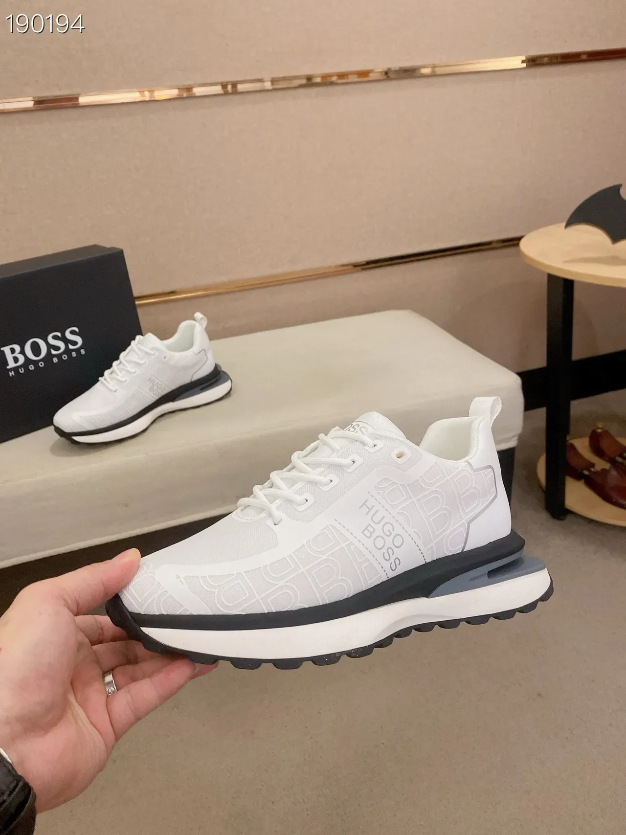 Hugo Boss Monogram-Print White Lifestyle Sneakers 5