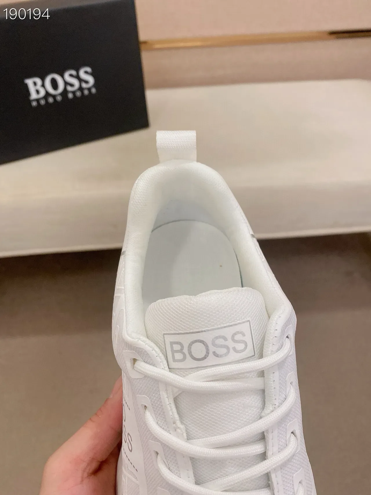 Hugo Boss Monogram-Print White Lifestyle Sneakers 6