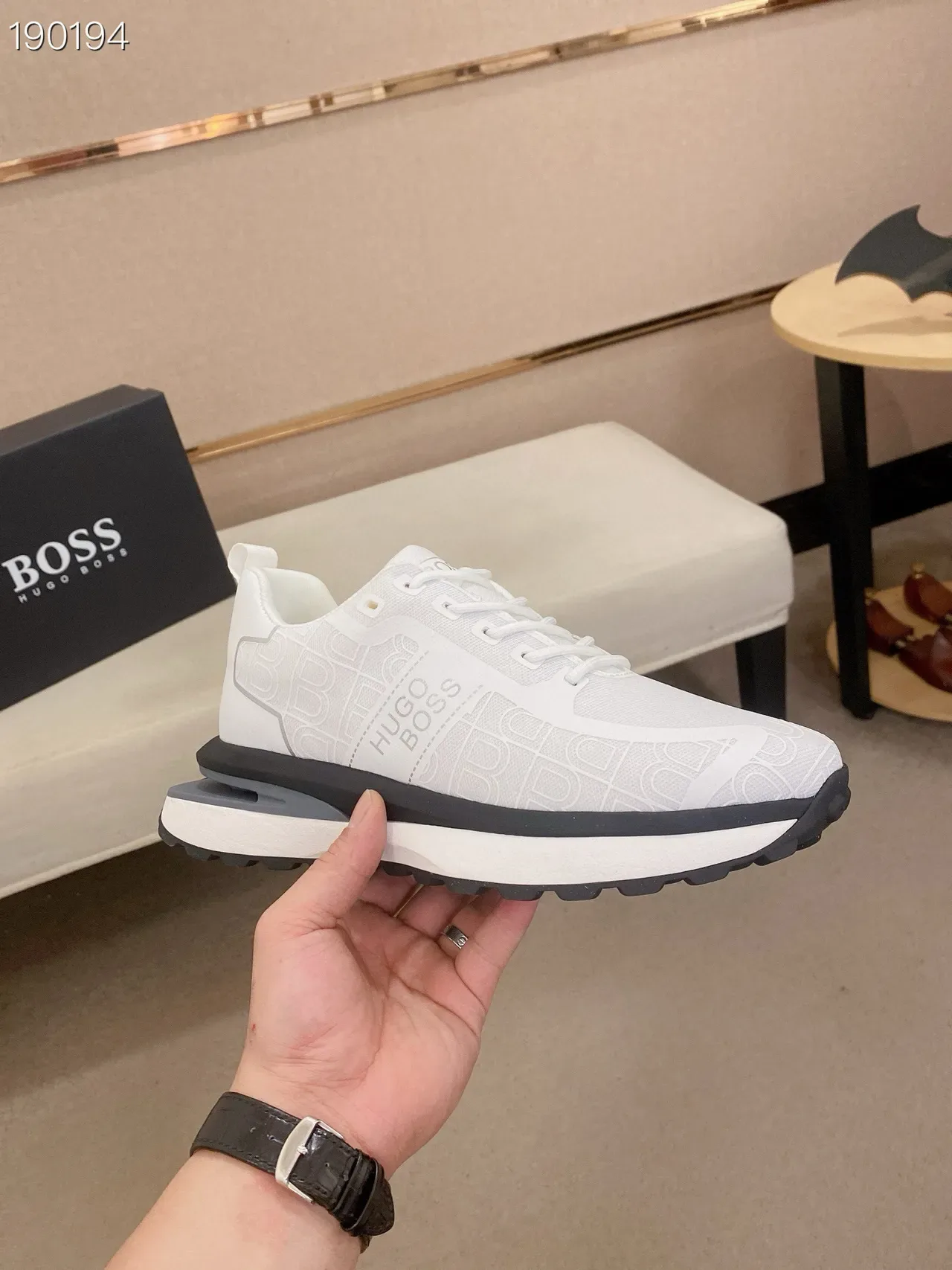 Hugo Boss Monogram-Print White Lifestyle Sneakers 7