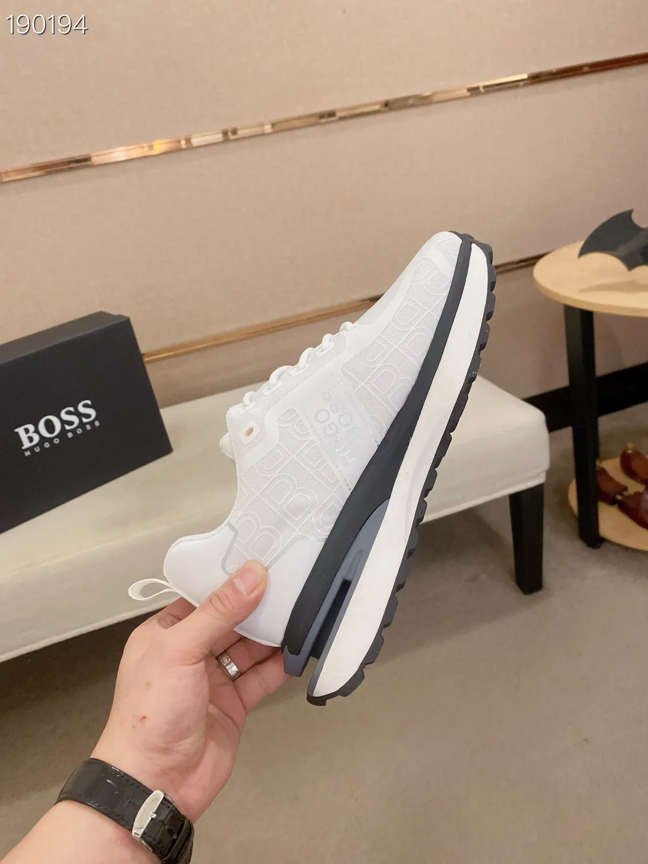 Hugo Boss Monogram-Print White Lifestyle Sneakers 8