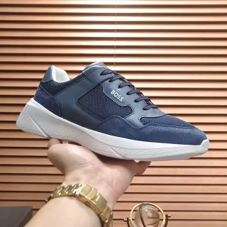 Hugo Boss Zapatillas Lifestyle de Ante y Malla en Azul Marino