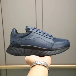 Hugo Boss Navy Perforated Leather Lifestyle Sneaker