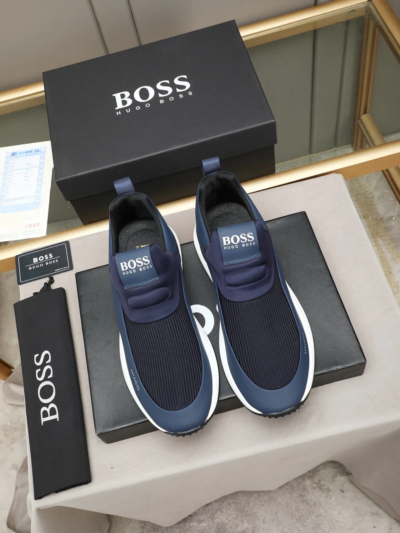 Hugo Boss Navy White Slip-On Sock-Fit Upper Zapatillas Lifestyle 3