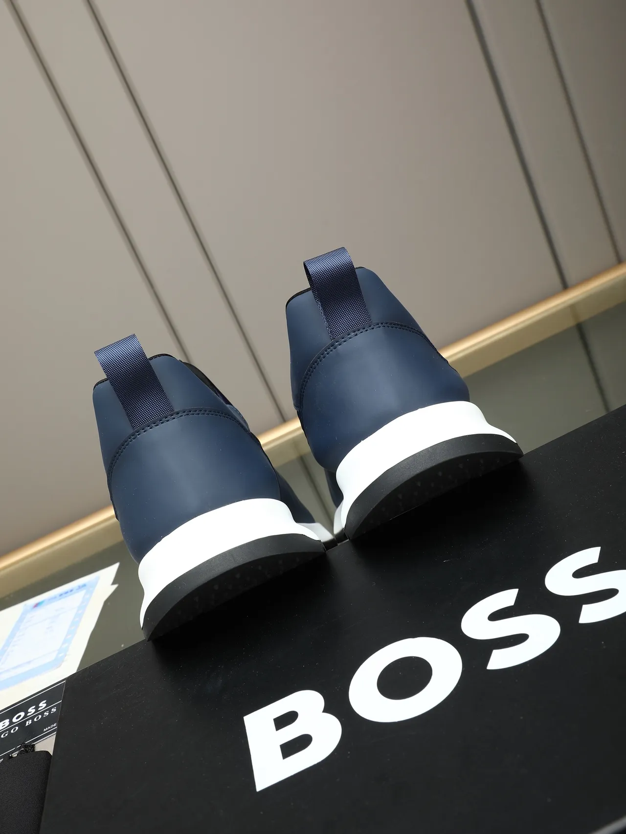 Hugo Boss Navy White Slip-On Sock-Fit Upper Zapatillas Lifestyle 4