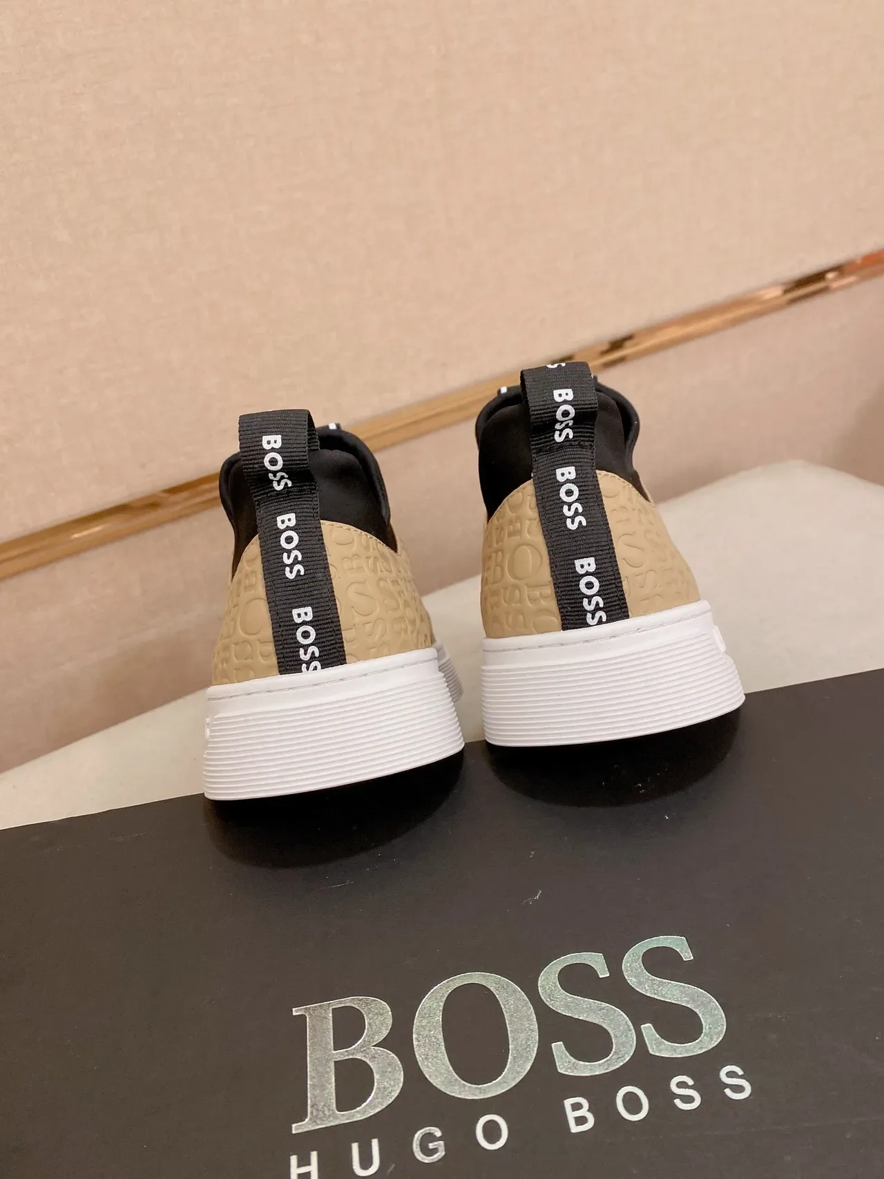 Hugo Boss Zip-Slip Embossed Logo Beige Lifestyle Sneakers 3