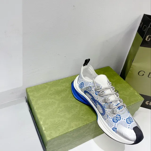 Jil Sander Patterned Knit Runner White Blue Upper Geometric Pattern Lifestyle Sneakers 7