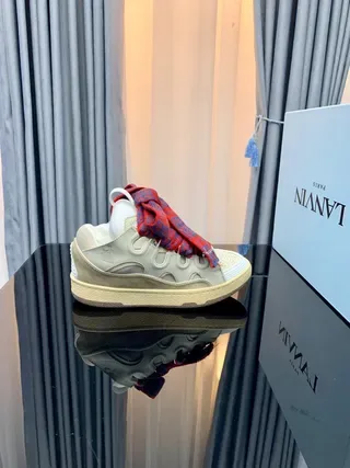 Lanvin Beige Rouge Sans Lacets Design Sculpté Semelle Intermédiaire Sneakers 3