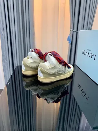 Lanvin Beige Rouge Sans Lacets Design Sculpté Semelle Intermédiaire Sneakers 5