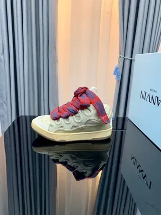Lanvin Beige Rouge Sans Lacets Design Sculpté Semelle Intermédiaire Sneakers 6