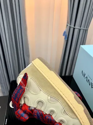 Lanvin Beige Rouge Sans Lacets Design Sculpté Semelle Intermédiaire Sneakers 7