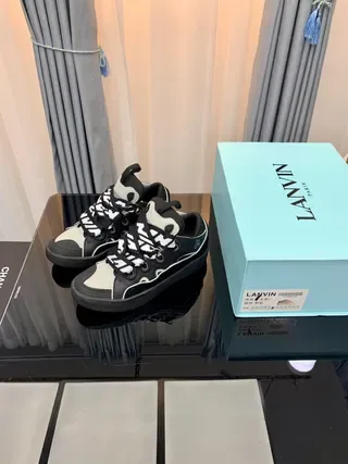 Lanvin أسود وأبيض متعدد الطبقات علوية نمط زيجزاج حبال أسلوب حياة رياضي 2