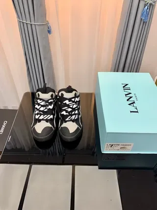 Lanvin أسود وأبيض متعدد الطبقات علوية نمط زيجزاج حبال أسلوب حياة رياضي 4