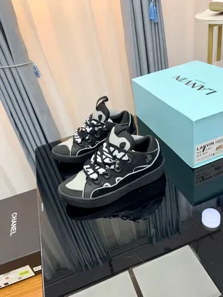 Lanvin أسود وأبيض متعدد الطبقات علوية نمط زيجزاج حبال أسلوب حياة رياضي 8