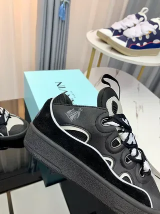 Lanvin أسود وأبيض متعدد الطبقات علوية نمط زيجزاج حبال أسلوب حياة رياضي 9