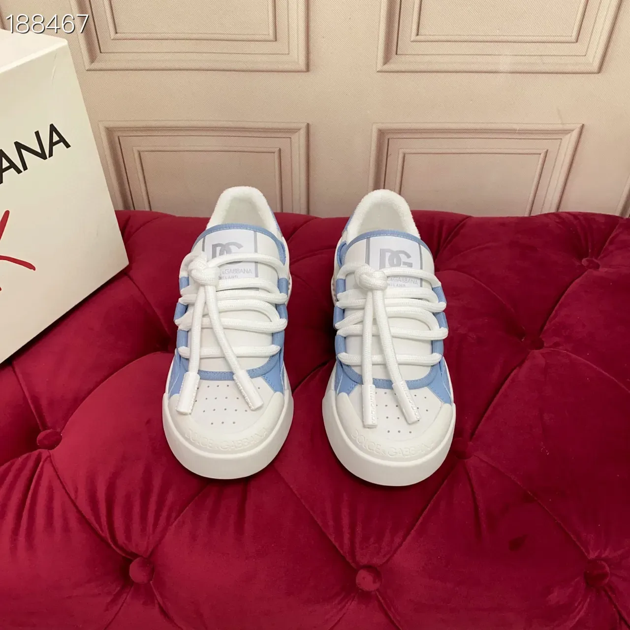Lanvin Run Away सफेद और हल्का नीला जीवनशैली स्नीकर 4