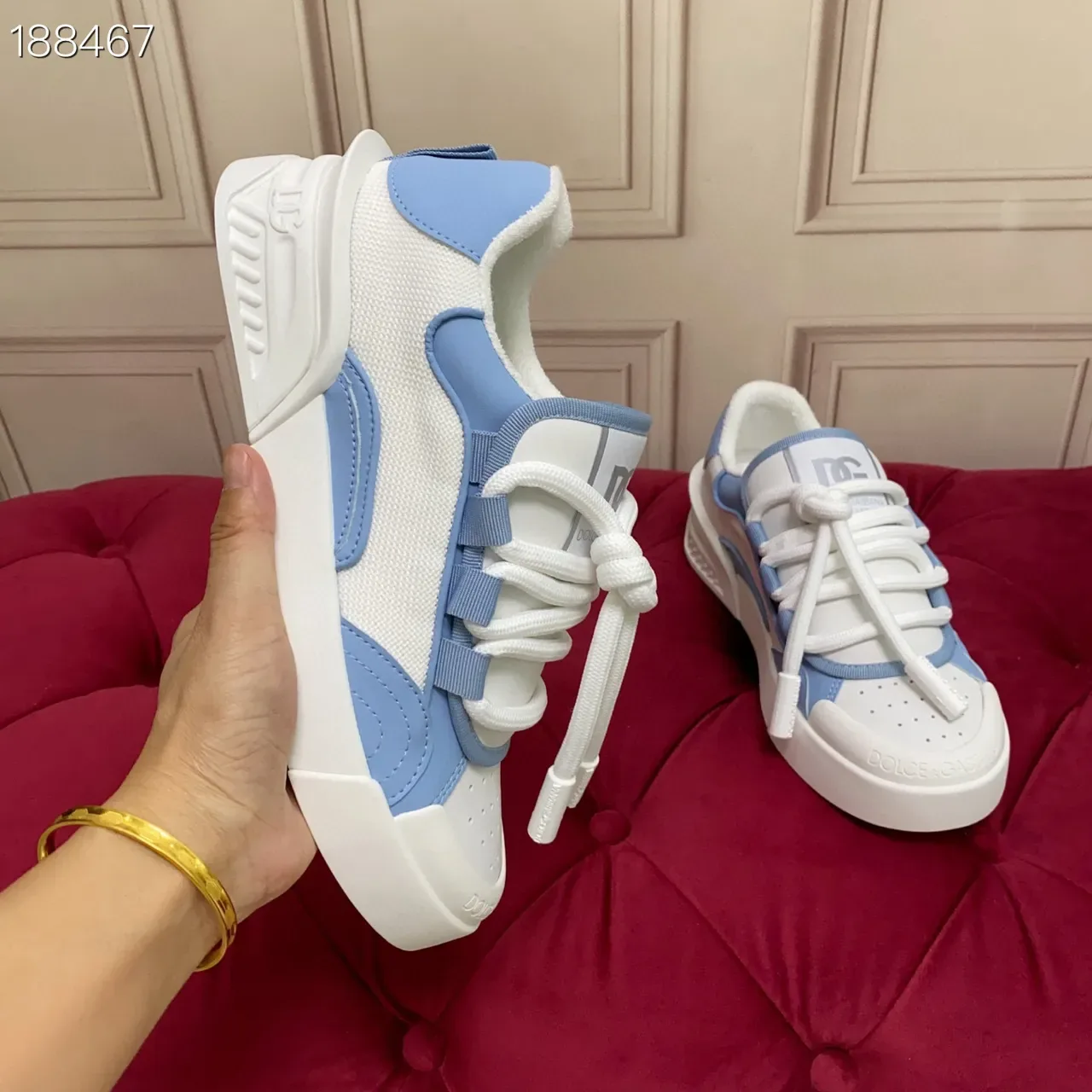 Lanvin Run Away सफेद और हल्का नीला जीवनशैली स्नीकर 5