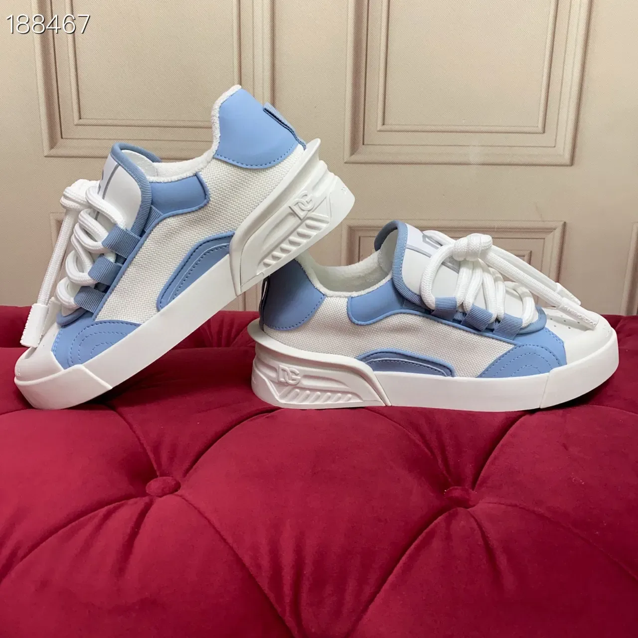 Lanvin Run Away सफेद और हल्का नीला जीवनशैली स्नीकर 6