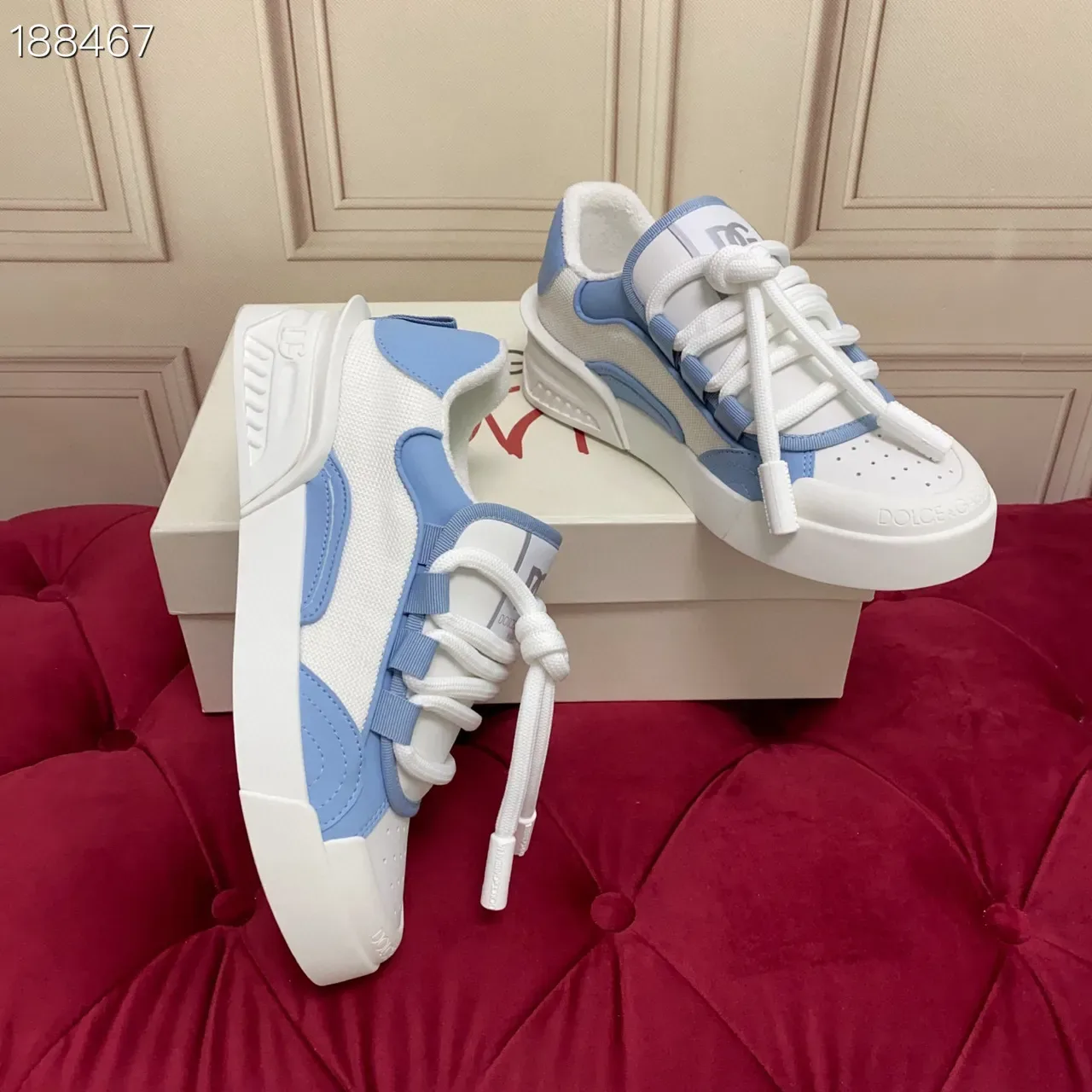 Lanvin Run Away सफेद और हल्का नीला जीवनशैली स्नीकर 7