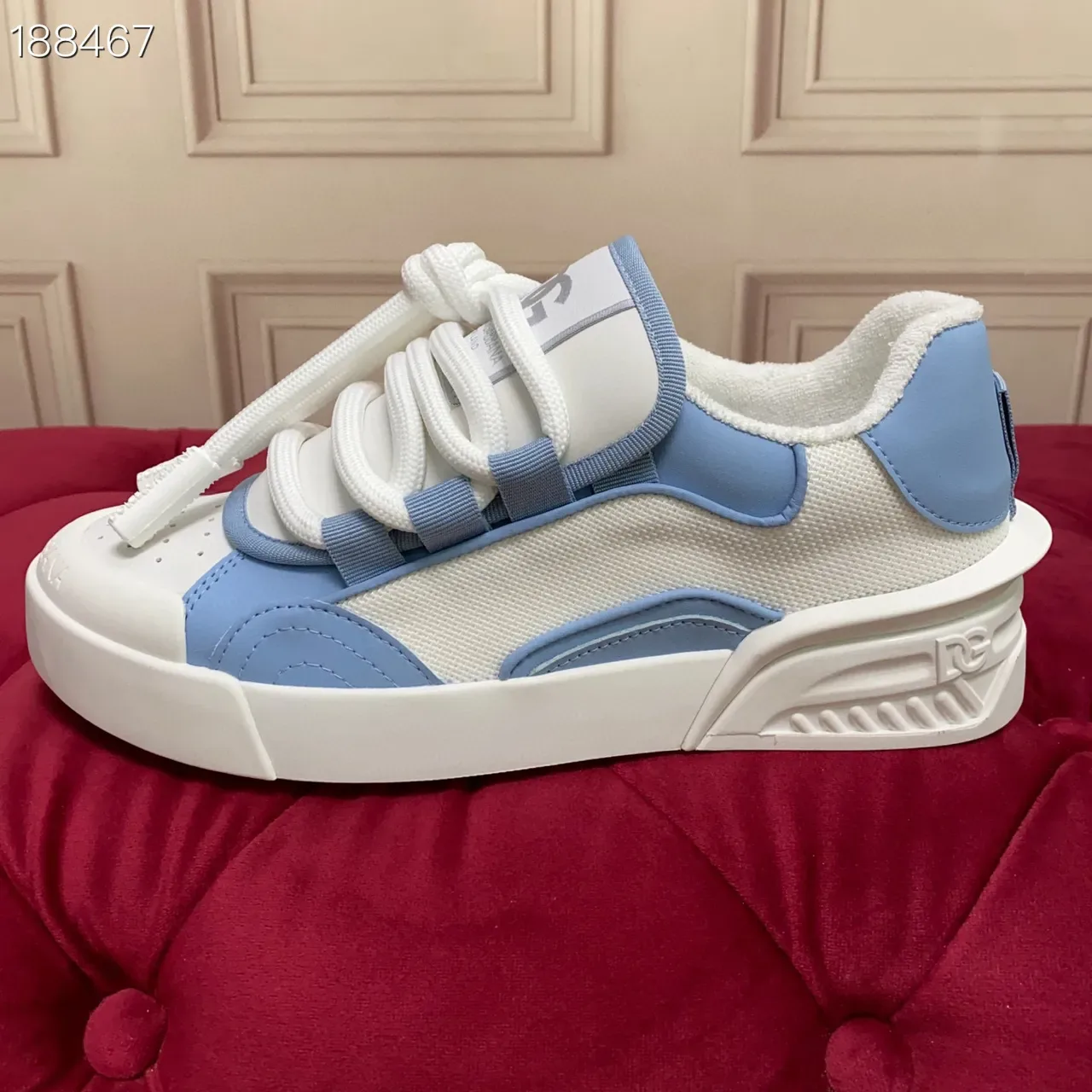 Lanvin Run Away सफेद और हल्का नीला जीवनशैली स्नीकर 8