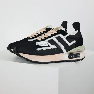 Lanvin Runner फ्रेयड स्ट्राइप काला बेज लाइफस्टाइल स्नीकर