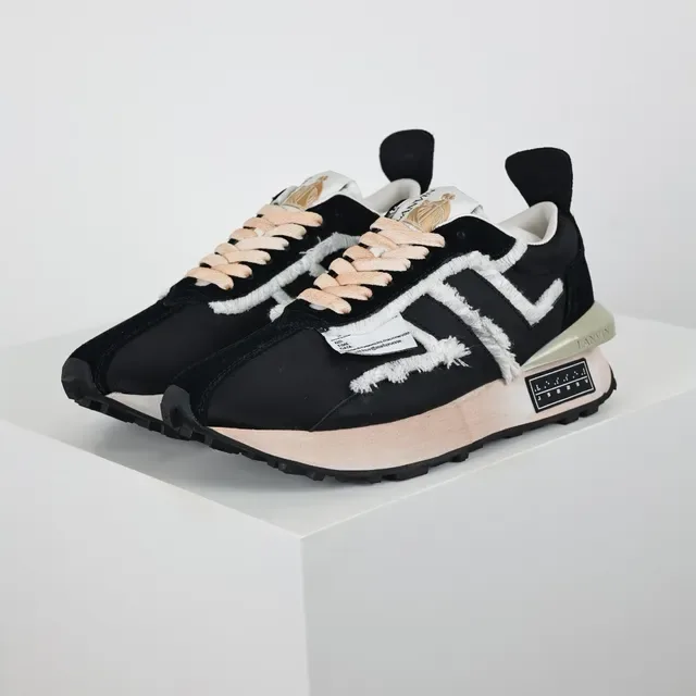 Lanvin Runner Frayed Stripe Black Beige Lifestyle Sneakers 2