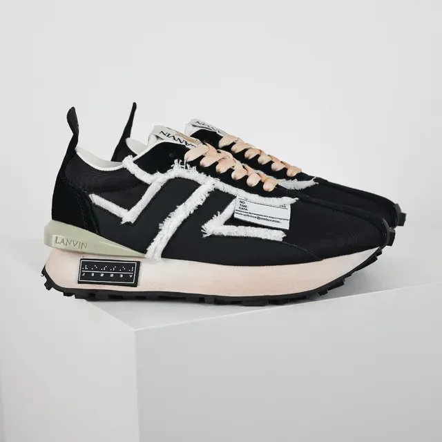 Lanvin Runner Frayed Stripe Black Beige Lifestyle Sneakers 3