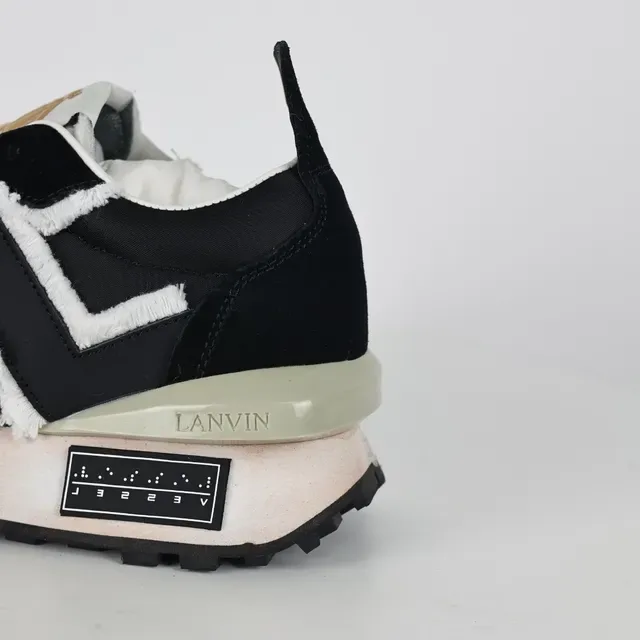 Lanvin Runner Frayed Stripe Black Beige Lifestyle Sneakers 4