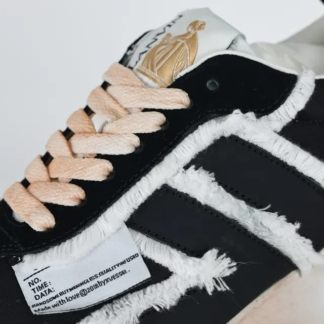 Lanvin Runner Frayed Stripe Black Beige Lifestyle Sneakers 6
