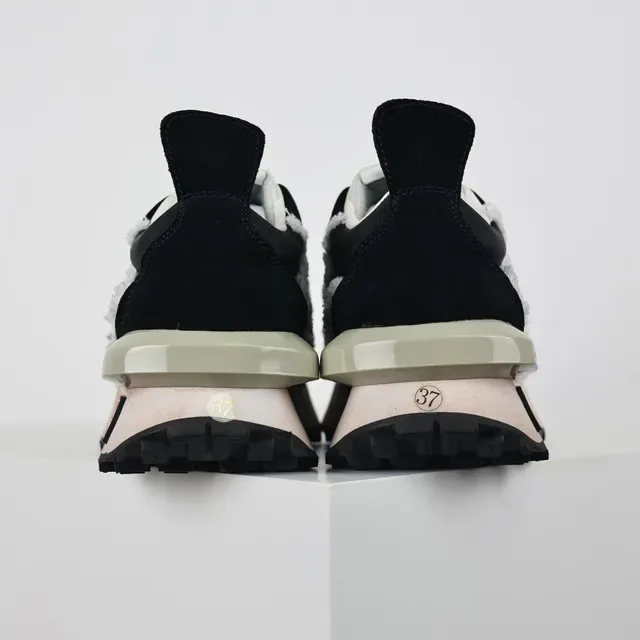 Lanvin Runner Frayed Stripe Black Beige Lifestyle Sneakers 8