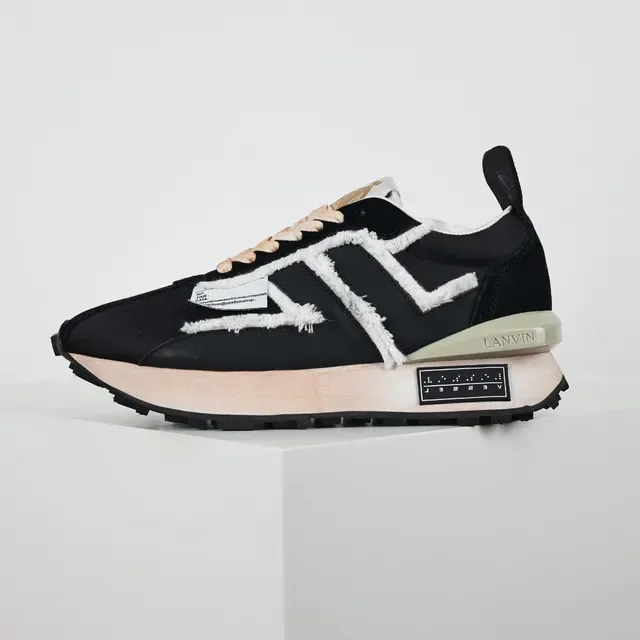 Lanvin Runner Frayed Stripe Black Beige Lifestyle Sneakers 9